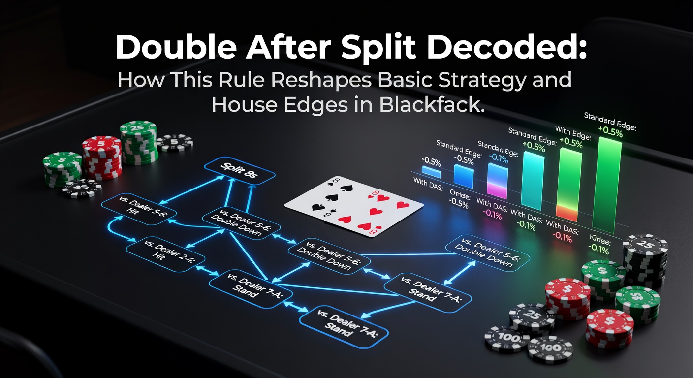 Grafik zur Double After Split Regel im Blackjack mit Strategietabelle