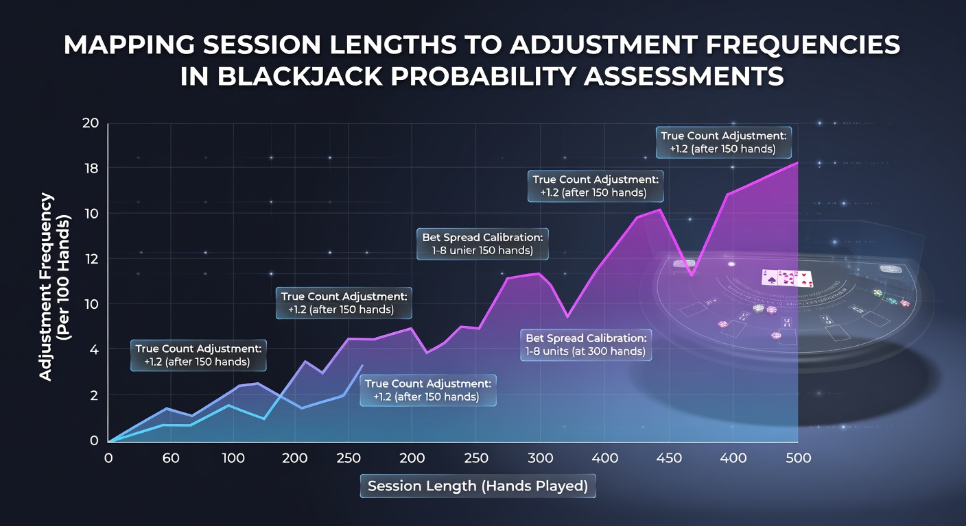 Darstellung der Abbildung von Sitzungslängen zu Anpassungsfrequenzen in Blackjack-Analysen