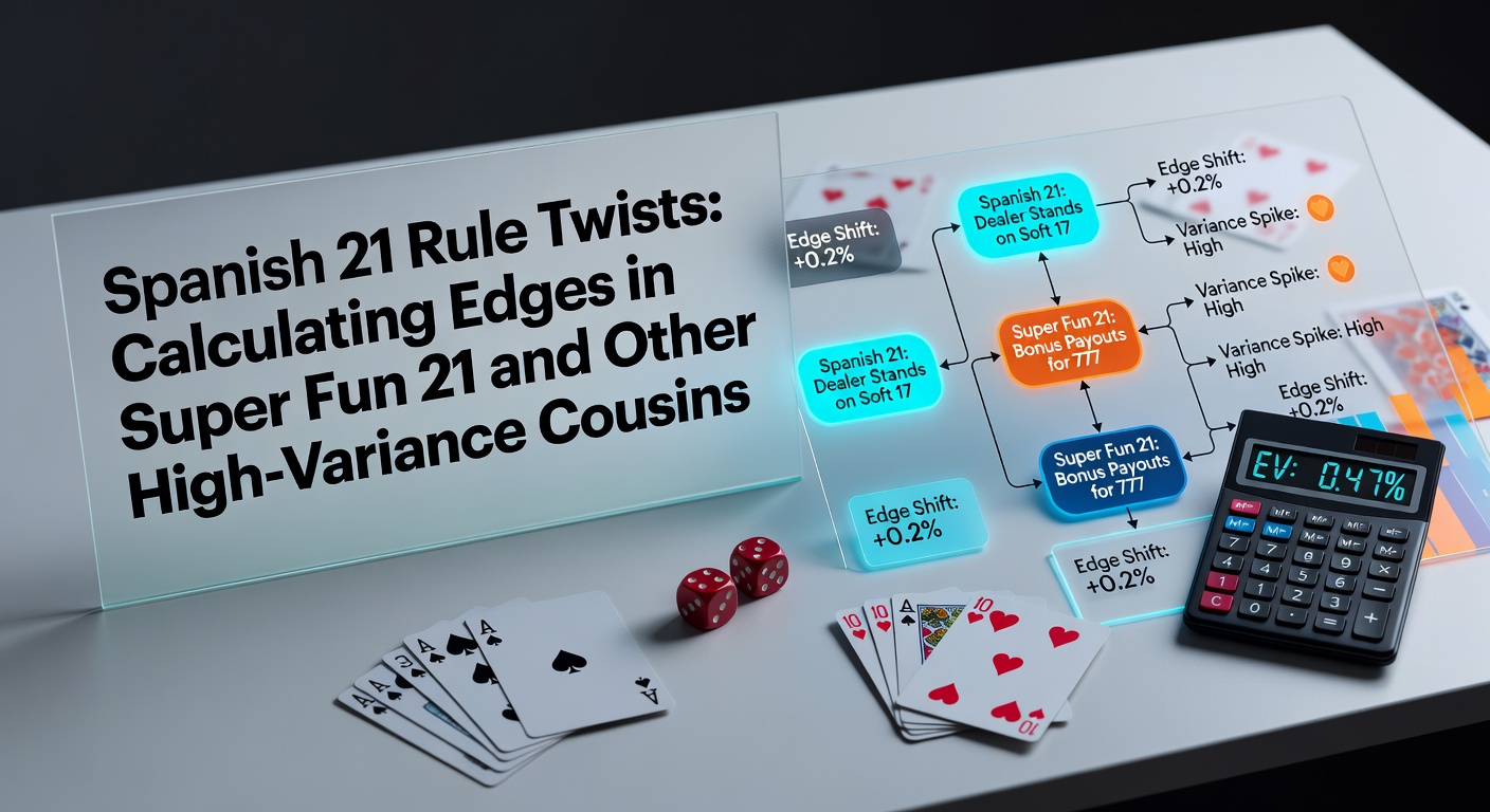 Tafel mit Spanish 21 Spielkarten und Chips, die die dynamische Natur dieser Blackjack-Variante illustrieren
